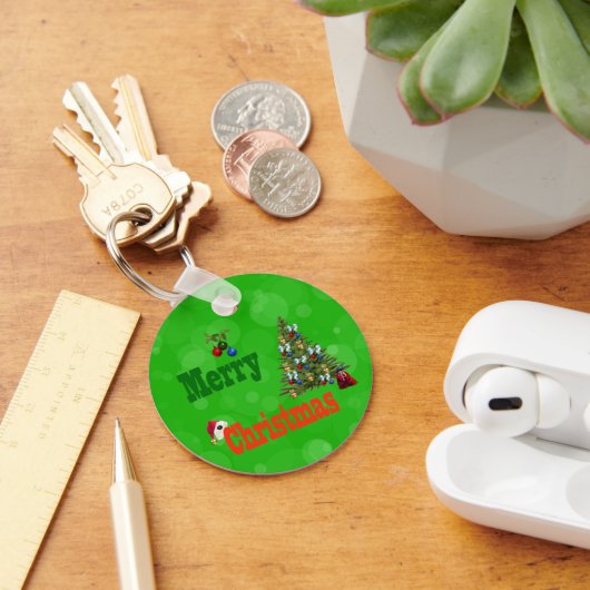 Groene grasbowlen Kerststijl, sleutelhanger (Bureau)