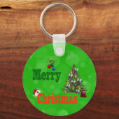 Groene grasbowlen Kerststijl, sleutelhanger (Voorkant)
