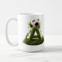 Groene grasletter A-topiaire met voetbal Koffiemok