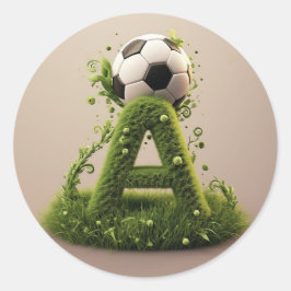 Groene grasletter A-topiaire met voetbal Ronde Sticker