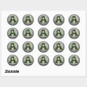 Groene grasletter A-topiaire met voetbal Ronde Sticker (Vel)