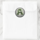 Groene grasletter A-topiaire met voetbal Ronde Sticker (Tas)