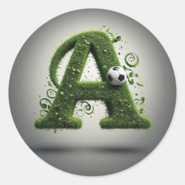 Groene grasletter A-topiaire met voetbal Ronde Sticker