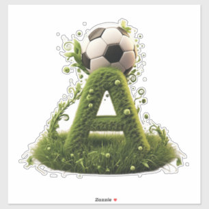 Groene grasletter A-topiaire met voetbal Sticker