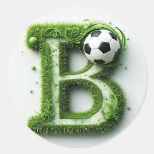 Groene grasletter B-topiaire met voetbal Ronde Sticker