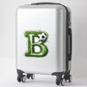 Groene grasletter B-topiaire met voetbal Sticker (Koffer)