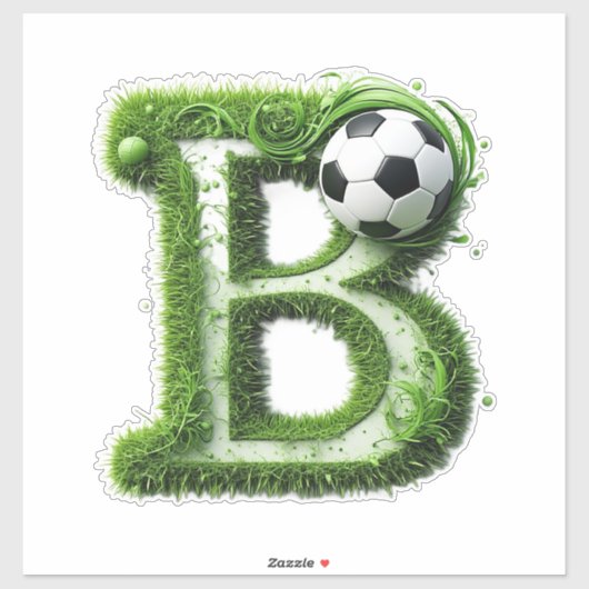 Groene grasletter B-topiaire met voetbal Sticker (Vel)