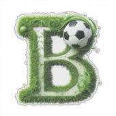 Groene grasletter B-topiaire met voetbal Sticker (Voorkant)