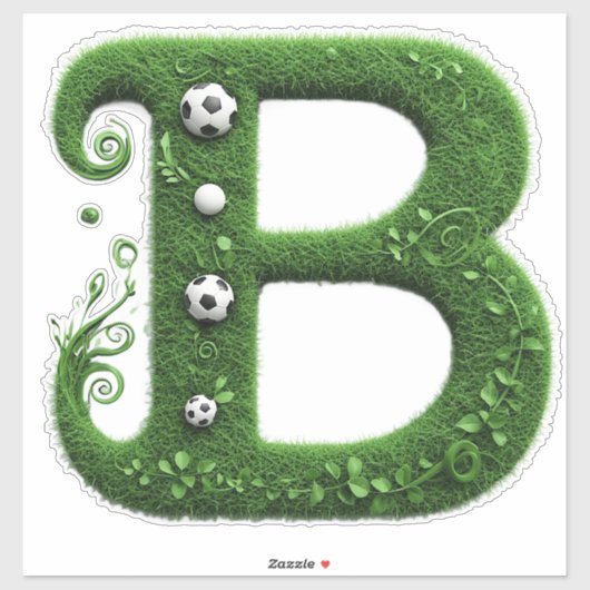 Groene grasletter B-topiaire met voetbal Sticker (Vel)