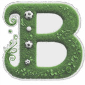Groene grasletter B-topiaire met voetbal Sticker (Voorkant)