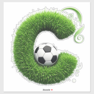 Groene grasletter C-topiary met voetbal Sticker
