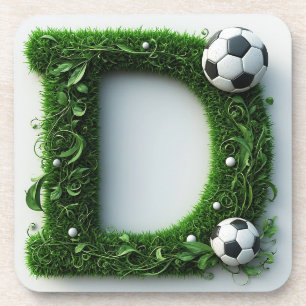 Groene grasletter D-topiaire met voetbal Bier Onderzetter