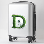 Groene grasletter D-topiaire met voetbal Sticker (Koffer)