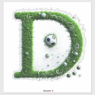 Groene grasletter D-topiaire met voetbal Sticker