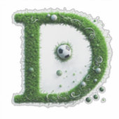 Groene grasletter D-topiaire met voetbal Sticker (Voorkant)