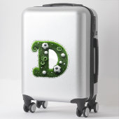 Groene grasletter D-topiaire met voetbal Sticker (Koffer)