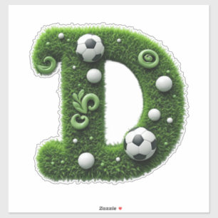 Groene grasletter D-topiaire met voetbal Sticker