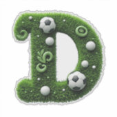 Groene grasletter D-topiaire met voetbal Sticker (Voorkant)