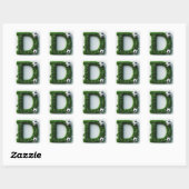 Groene grasletter D-topiaire met voetbal Vierkante Sticker (Vel)
