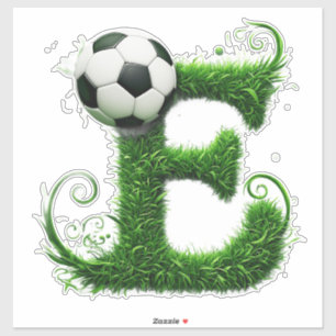 Groene grasletter E-topiaire met voetbal Sticker