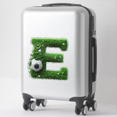 Groene grasletter E-topiaire met voetbal Sticker (Koffer)