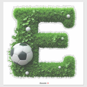 Groene grasletter E-topiaire met voetbal Sticker