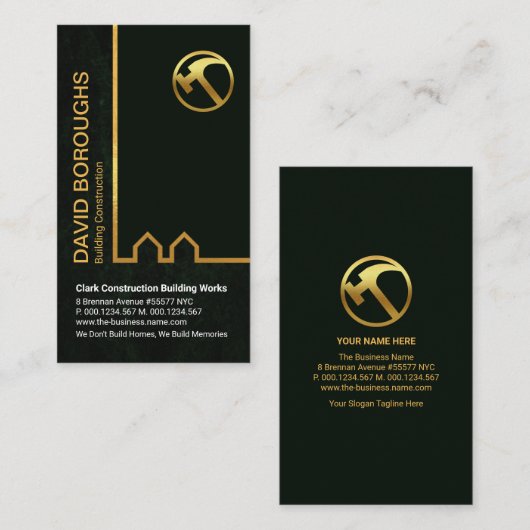 Groene grasmunge constructie van de gouden rand visitekaartje (Voorkant / Achterkant)