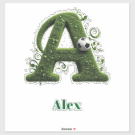 Groene Grasp Letter A Topiary Met Voetbal Sticker