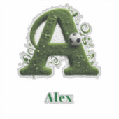Groene Grasp Letter A Topiary Met Voetbal Sticker (Voorkant)