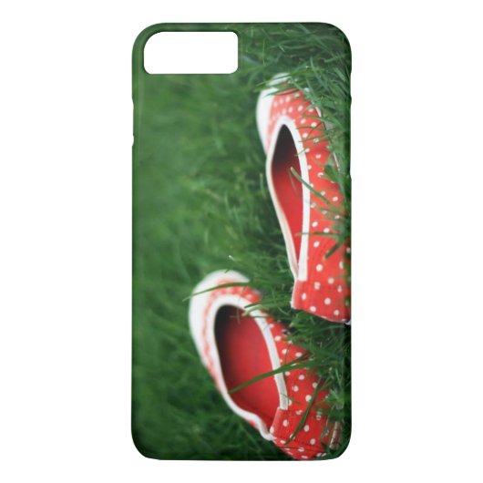 Groene Grass Red Slippers met witte pokadots Case-Mate iPhone Case (Achterkant)