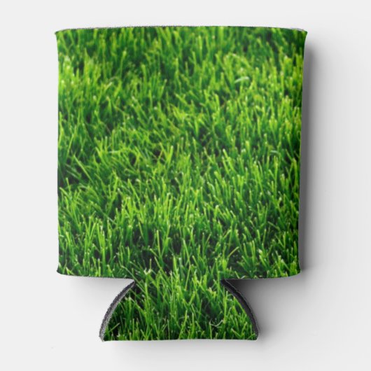 Groene grastextuur van een voetbalveld blikjeskoeler (Voorkant)