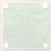 Groene grastextuur van een voetbalveld glazen onderzetter (Achterkant)