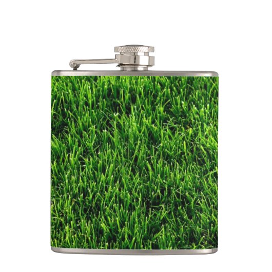 Groene grastextuur van een voetbalveld heupfles (Voorkant)