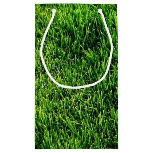Groene grastextuur van een voetbalveld klein cadeauzakje (Achterkant)