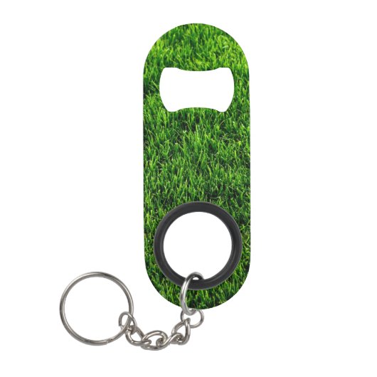 Groene grastextuur van een voetbalveld mini flessenopener (Voorkant)