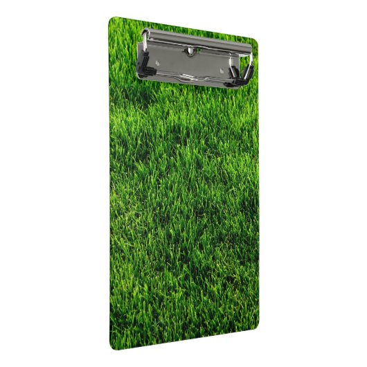 Groene grastextuur van een voetbalveld mini klembord (Schuin)