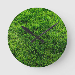 Groene grastextuur van een voetbalveld ronde klok