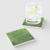 Groene grastextuur van een voetbalveld stenen onderzetter (Zijkant)