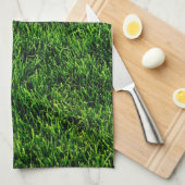 Groene grastextuur van een voetbalveld theedoek (Quarter Fold)