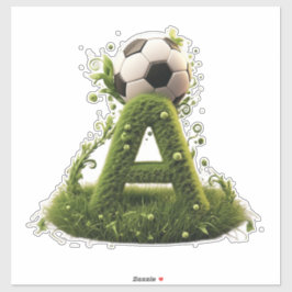 Groene Grastuin Letter A met Voetbal Sticker