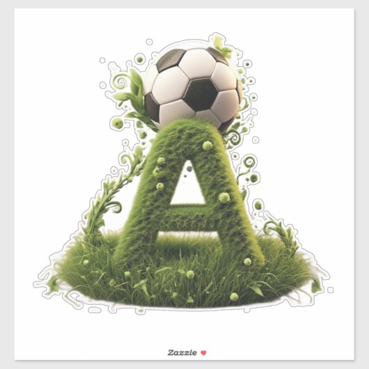 Groene Grastuin Letter A met Voetbal Sticker (Vel)