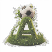 Groene Grastuin Letter A met Voetbal Sticker (Voorkant)