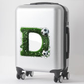 Groene Grastuin Letter D met Voetbal Sticker (Koffer)