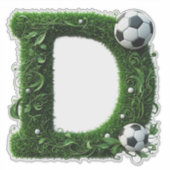 Groene Grastuin Letter D met Voetbal Sticker (Voorkant)