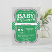Groene grauwe bloem Baby shower uitnodiging (Staand voorkant)