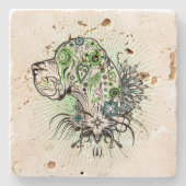 Groene Great Dane Stenen Onderzetter (Voorkant)