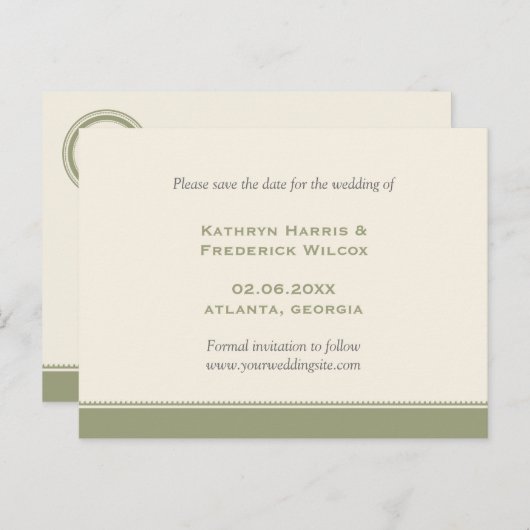 Groene grens aangepaste bruiloft opslaan van de da aankondigingskaart (Voorkant / Achterkant)