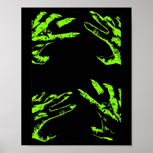 Groene griezelige Halloween Zombie Handen Klauwen  Poster (Voorkant)