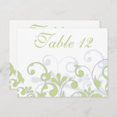 Groene, Grijs, & Witte Trouwtafel Kaarten (Voorkant / Achterkant)