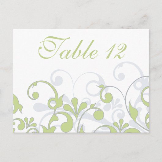 Groene, Grijs, & Witte Trouwtafel Kaarten (Voorkant)